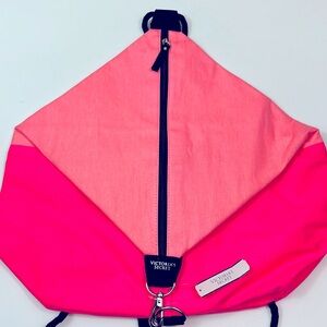 Victoria’s Secret Canvas backpack/book bag in neon and medium pink, NWT